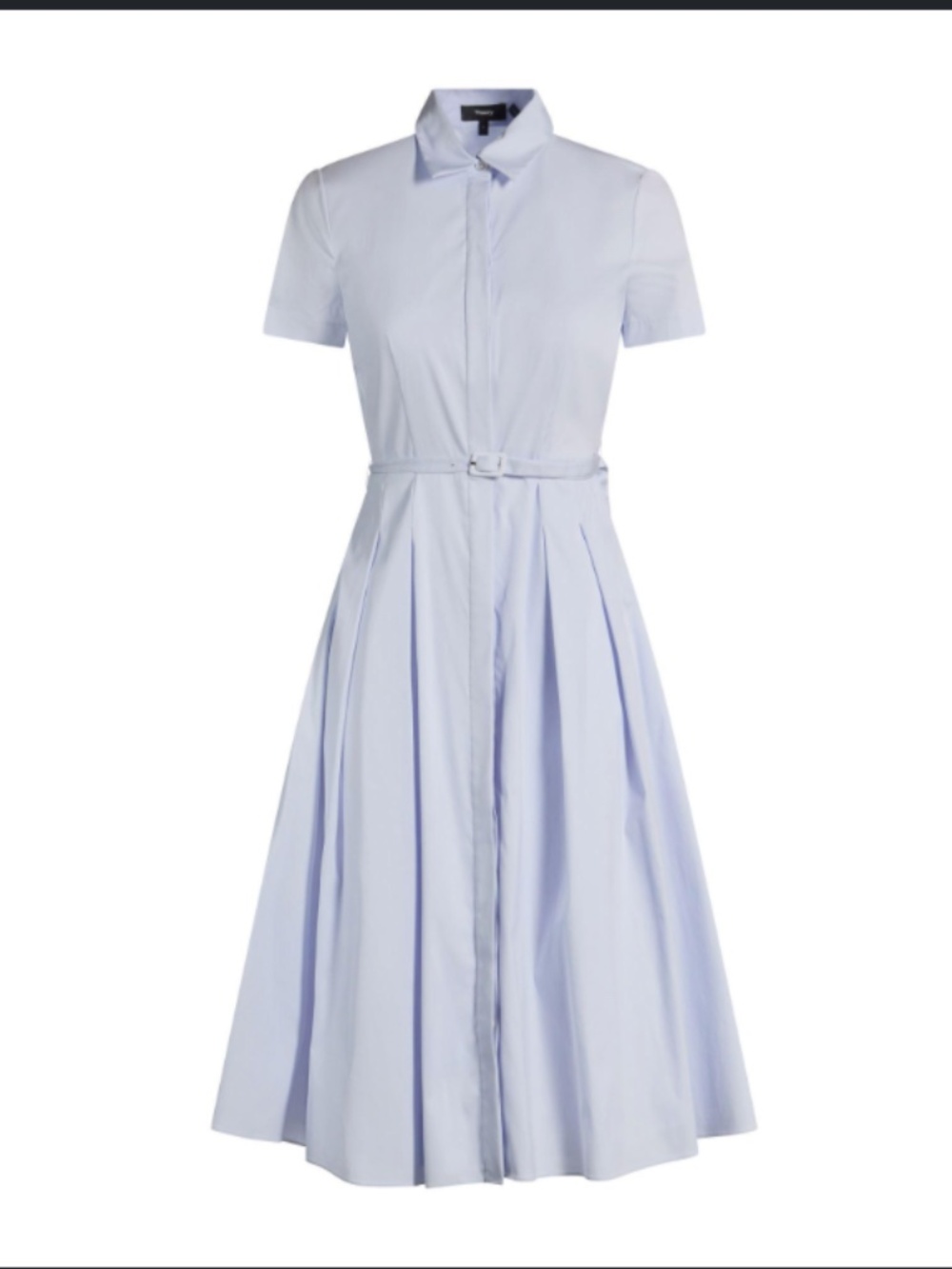 Theory belted shirt dress in good poplin - blue